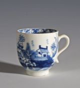 Lowestoft porcelain tea bowl in the pagoda and island pattern, 6.5cm high