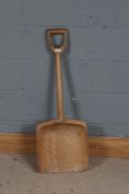 Victorian elm grain shovel with substantial blade, 96.5cm long