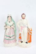 Pair of tall 19th century Staffordshire figures, in the form of Queen Victoria and Prince of