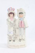 Victorian Staffordshire pottery group 'Darby and Joan', 28cm tall