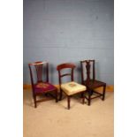 Three 19th century dining chairs of various forms to include a vase back dining chair together