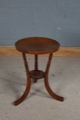 Unusual 19th Century dish top table, with arched legs untied by an undertier, 43cm wide