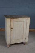 Victorian stripped pine cupboard, the single door enclosing two shelves, 99cm high, 75cm wide