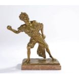 19th Century Grand Tour bronze, David Throwing a Stone, above a marble base, 20cm high