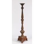 German church altar stand pricket stick, the dish top with internal spike above a shaped column with