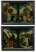 Pair of 19th Century reverse pictures on glass, Scotland, Wales, England and Wales, Published London