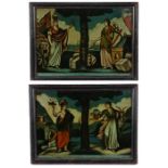 Pair of 19th Century reverse pictures on glass, Scotland, Wales, England and Wales, Published London