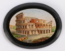 19th Century Italian Grand Tour micro mosaic panel, depicting the Roman Colosseum 53mm diameter