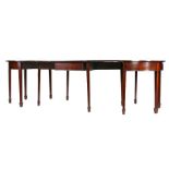 Regency mahogany dining table, the demi lune ends with a central section with gate leg extenders