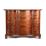 Late 18th Century Dutch commode chest of drawers, the top with a wide crossbanded edge above three
