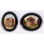 19th Century Italian Grand Tour micro mosaic panels, the first with the Pantheon, 28mm diameter