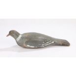 Early 20th Century decoy pigeon, painted in grey with a painted metal beak and screws set for eyes
