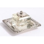 Victorian silver desk inkwell, of small proportions, Sheffield 1897, maker W.W. Harrison, the silver