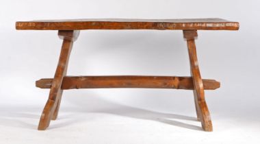 Jack Grimble dining table, the rectangular top above Gothic arched shaped supports and pegged