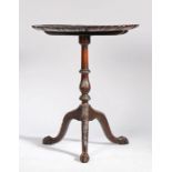 Chippendale style mahogany occasional table, 20th Century, the piecrust snap top above a turned