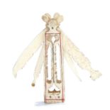 Napoleonic Prisoner of War bone love token etui, the body with hearts to the top and bottom