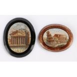 19th Century Italian Grand Tour micro mosaic panels, the first with the Pantheon, 35mm diameter