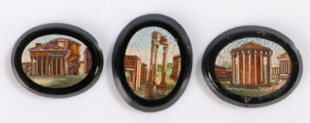 19th Century Italian Grand Tour micro mosaic panels, the first with the Pantheon, 29mm diameter, the