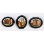 19th Century Italian Grand Tour micro mosaic panels, the first with the Pantheon, 29mm diameter, the