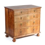 George I walnut chest of drawers, the rectangular top above two short and three long drawers