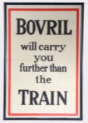 Bovril Poster, Bovril will Carry you further than the Train, printed in red and black, 60cm x 91cm