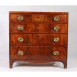 Regency mahogany and boxwood strung chest of drawers, the rectangular top above four long