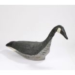Early 20th Century decoy goose, the canvas body painted white, black and grey with painted