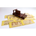 Unusual 19th Century traveling Stereoscopic viewer, the rectangular mahogany case opening on a hinge