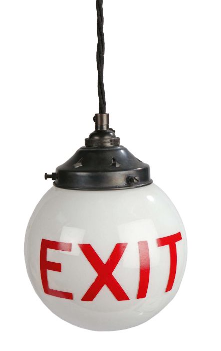 Unusually small 1950's opaline glass exit globe, with red lettering, 15cm diameter - Image 2 of 2