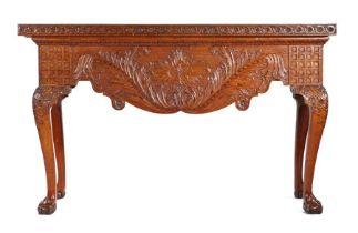 George III style mahogany console table, elements 19th Century, the rectangular top above a deep
