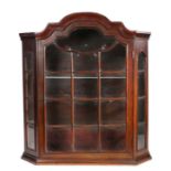 18th Century Dutch glazed wall cabinet, the shaped top with a astragal glazed door and sides with