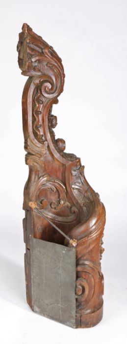 18th Century newel post, the scroll top above C scrolls and flowers heads to the curling post, now - Image 2 of 2