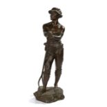 Charles Octave Levy (1820-1899), "Faneur", bronze sculpture depicting a man leaning on his