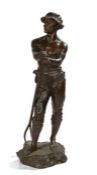 Charles Octave Levy (1820-1899), "Faneur", bronze sculpture depicting a man leaning on his