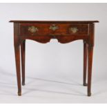 George III fruitwood and mahogany lowboy, the rectangular top above a single long drawer and
