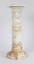 Grey veined marble column, the hexagonal top above a reeded spiral central stem and decagonal