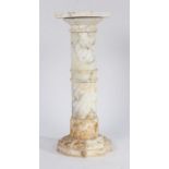 Grey veined marble column, the hexagonal top above a reeded spiral central stem and decagonal