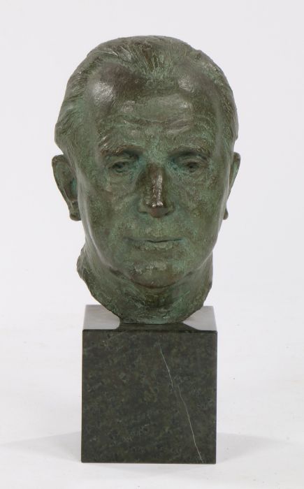 Ernest Roland Bevan, (1891-1979) bronze bust of a gentleman, signed to the rear of the neck,