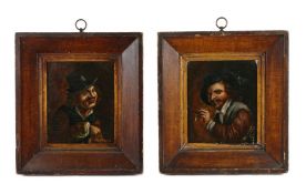 Style of David Teniers The Younger (1610-1690 Portraits, a pair, a man smoking a clay pipe,