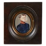 S.B. Benavente (learly 19th century) Oval portrait miniature of G.J. Middelbergh (1809-1839) in blue