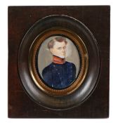 S.B. Benavente (learly 19th century) Oval portrait miniature of G.J. Middelbergh (1809-1839) in blue