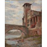 Trevor Haddon (British, 1864-1941) Ponte della Pietra, signed (lower-left), oil on canvas, mounted