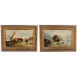 L. Mariolo (19th century) Coastal scenes, a pair, signed, oil on canvas, 40cm x 66cm (2).