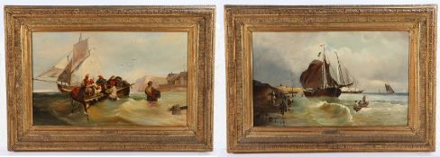 L. Mariolo (19th century) Coastal scenes, a pair, signed, oil on canvas, 40cm x 66cm (2).