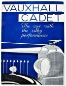 THE VAUXHALL CADET. 1933, a large poster size multicoloured brochure illustrating and detailing with