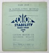 COTTON MOTORCYCLES, “For 1939 14 Superlative Models” Large fold out Poster size 12 page catalogue