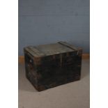 Military Crate, the wooden box with a metal lined interior with metal banding and metal carrying
