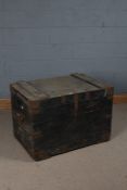 Military Crate, the wooden box with a metal lined interior with metal banding and metal carrying