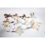 Beswick flying duck 596-3, seven other flying ducks, two flying seagulls, flying grouse,  AF (11)