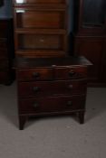 Dark stained pine chest of two short and two long drawers, on bracket feet, 83cm wide